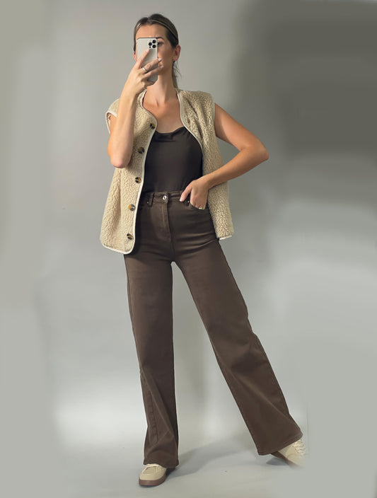 Wideleg Jeans - Braun