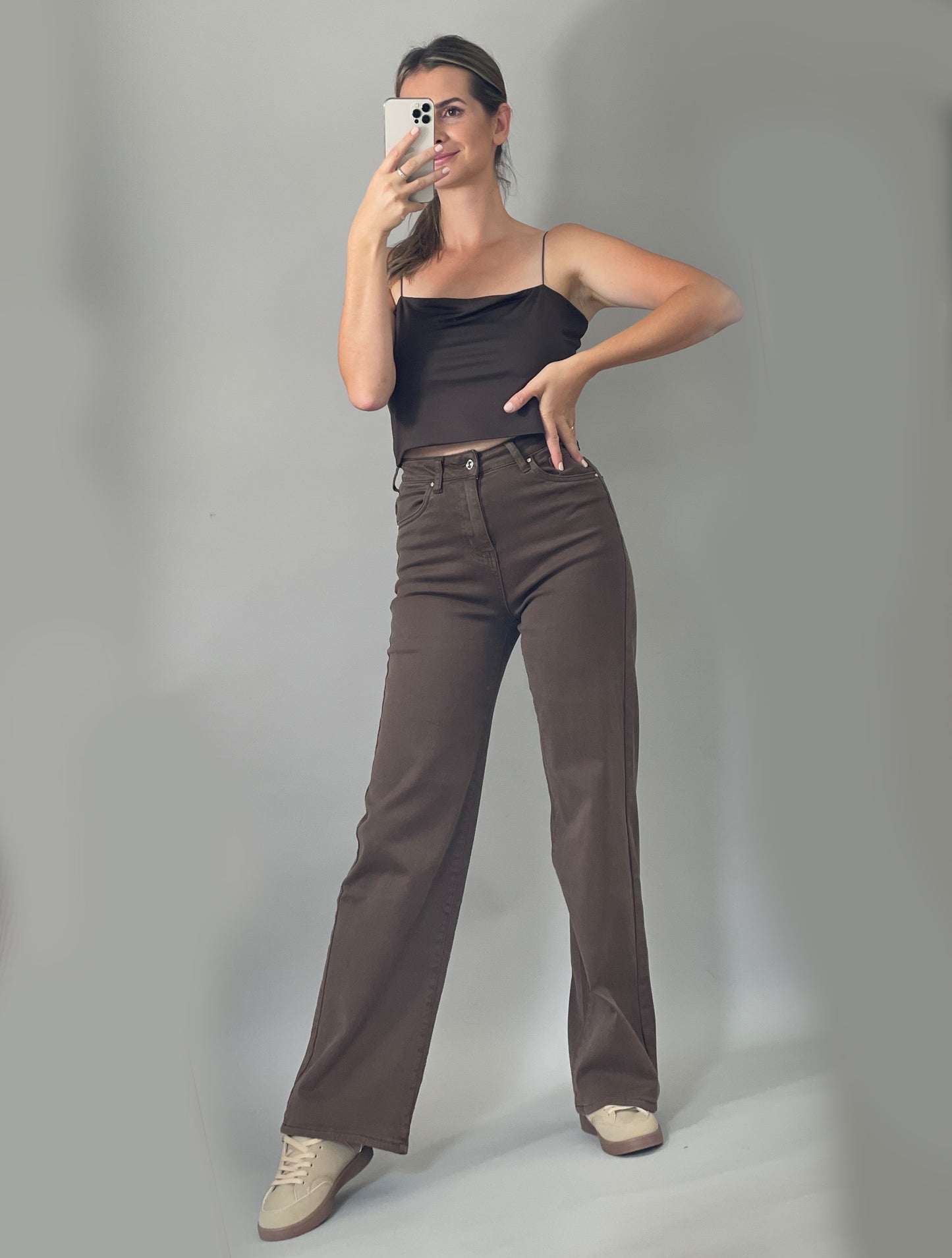 Wideleg Jeans - Braun