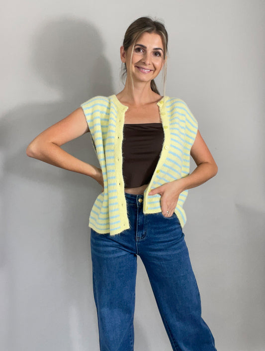 Strickweste Thalia -  gestreift Butter Yellow